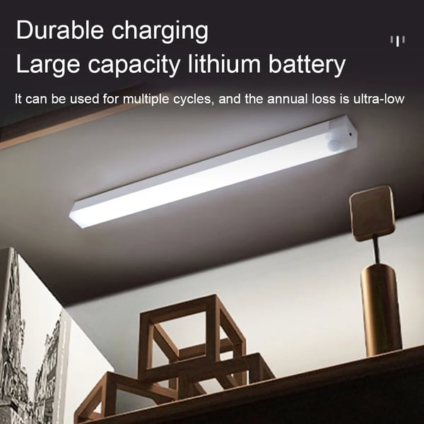 💡Wireless Motion Sensor LED Light Bar - Rechargeable & Magnetic Under Cabinet Lighting - Ultra-Thin Stick-on Night Light for Kitchen, Wardrobe, Stairs & Hallway (No Drilling Required)