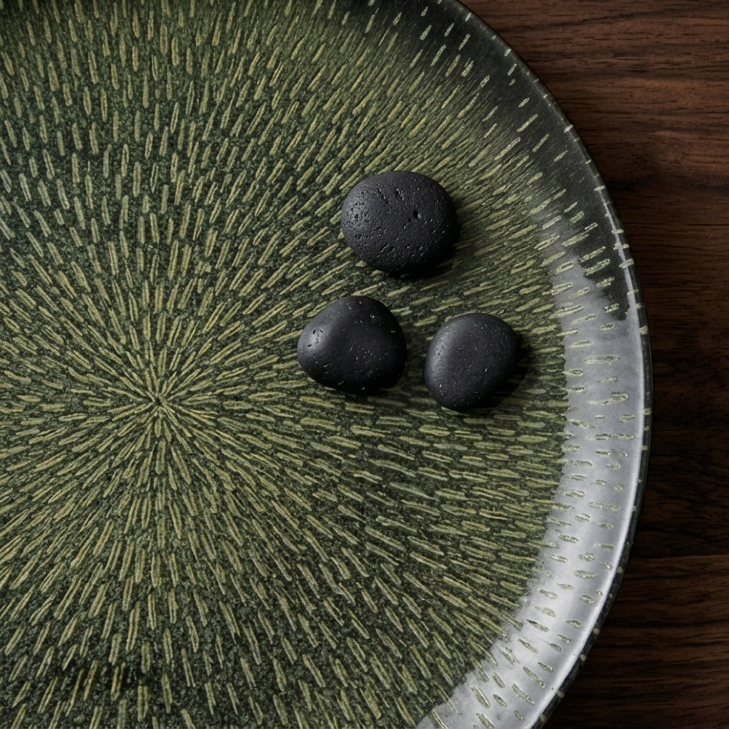 Dark Olive Starburst Plates - Set of 4