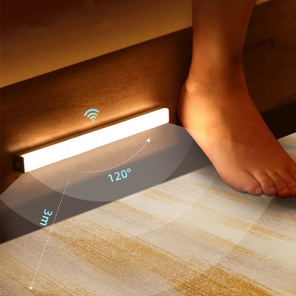 💡Wireless Motion Sensor LED Light Bar - Rechargeable & Magnetic Under Cabinet Lighting - Ultra-Thin Stick-on Night Light for Kitchen, Wardrobe, Stairs & Hallway (No Drilling Required)