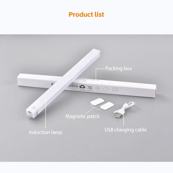 💡Wireless Motion Sensor LED Light Bar - Rechargeable & Magnetic Under Cabinet Lighting - Ultra-Thin Stick-on Night Light for Kitchen, Wardrobe, Stairs & Hallway (No Drilling Required)