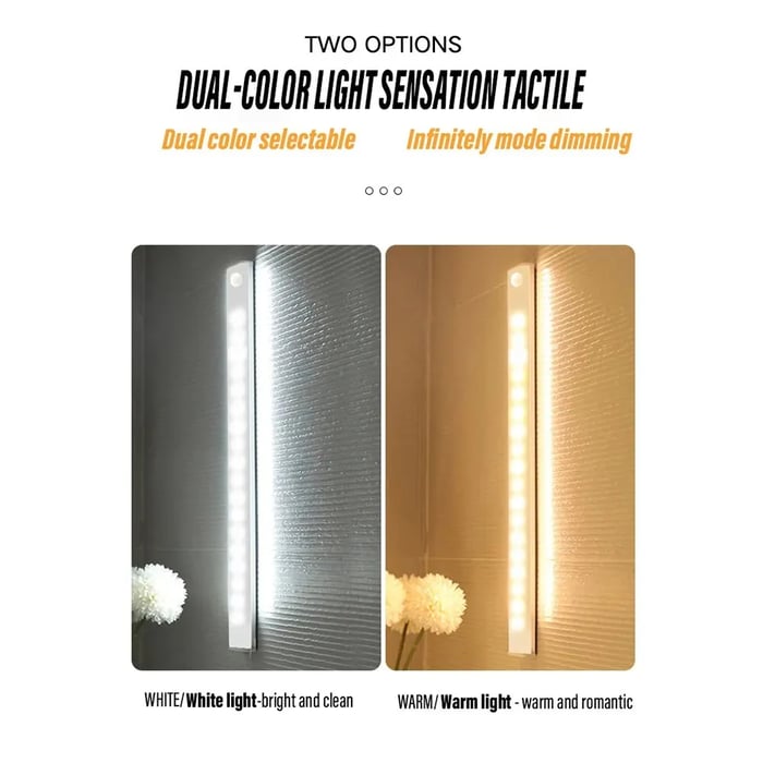 💡Wireless Motion Sensor LED Light Bar - Rechargeable & Magnetic Under Cabinet Lighting - Ultra-Thin Stick-on Night Light for Kitchen, Wardrobe, Stairs & Hallway (No Drilling Required)