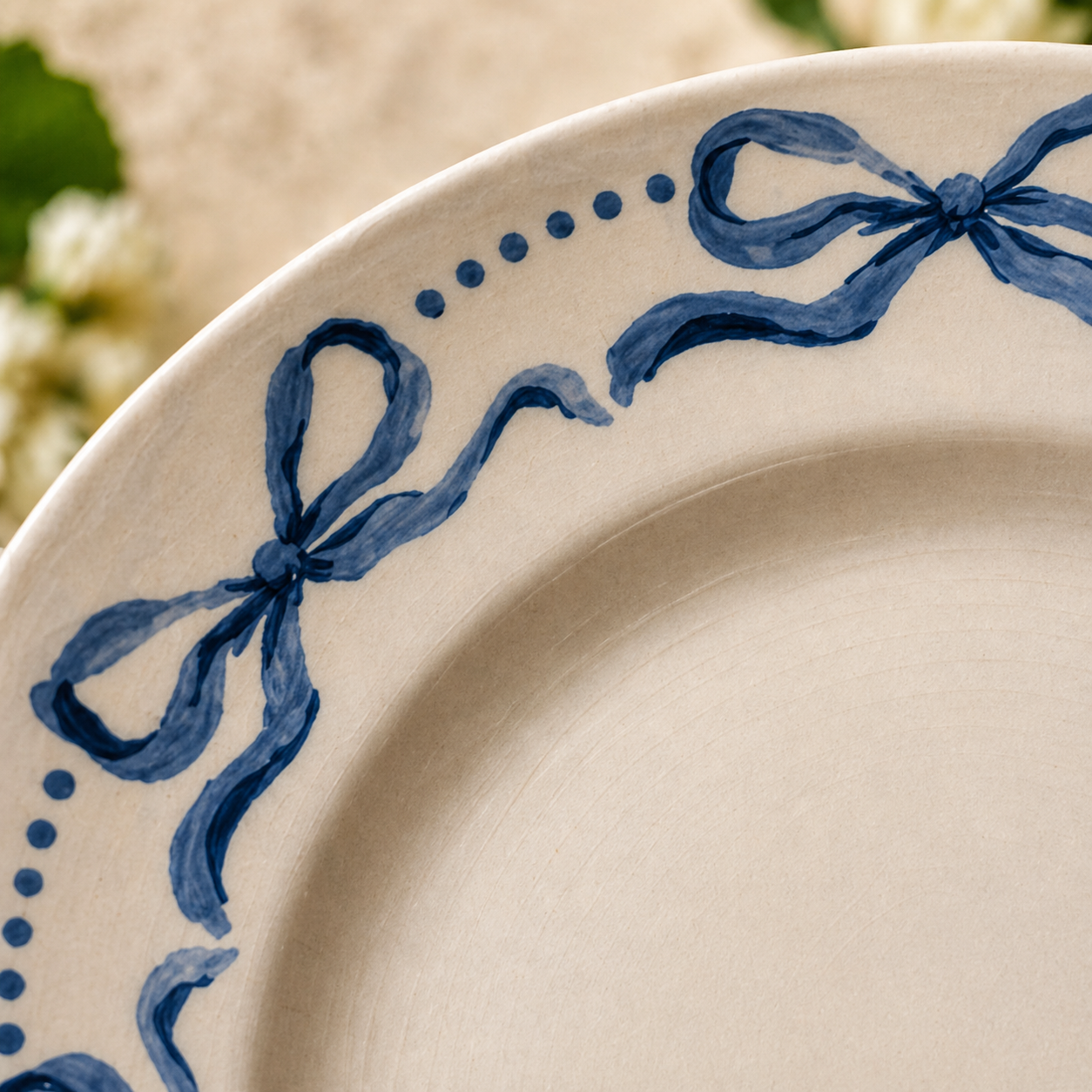 Classic Blue Ribbon Wreath Plates - Set of 4