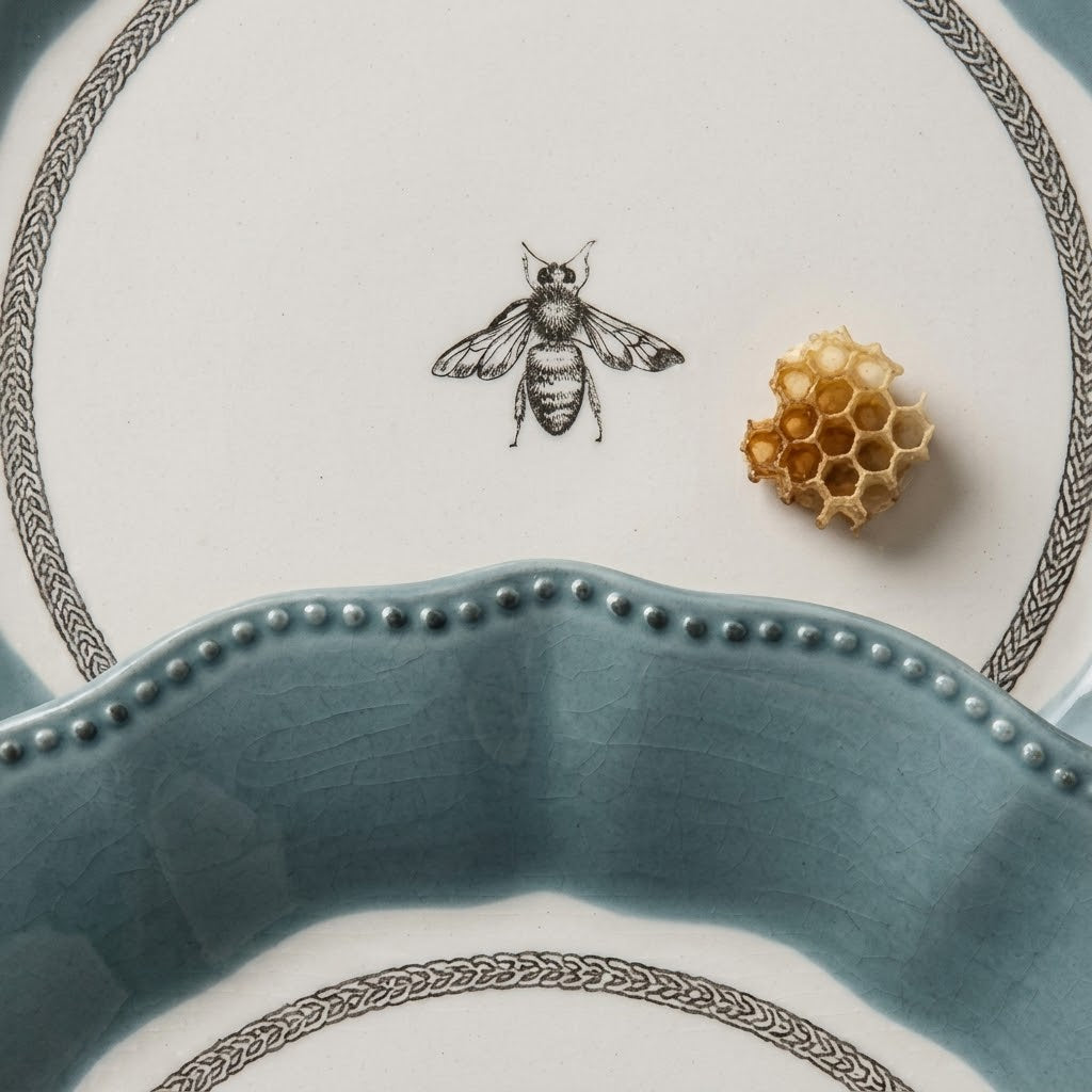French Country Bee Scalloped Plates - Set of 5