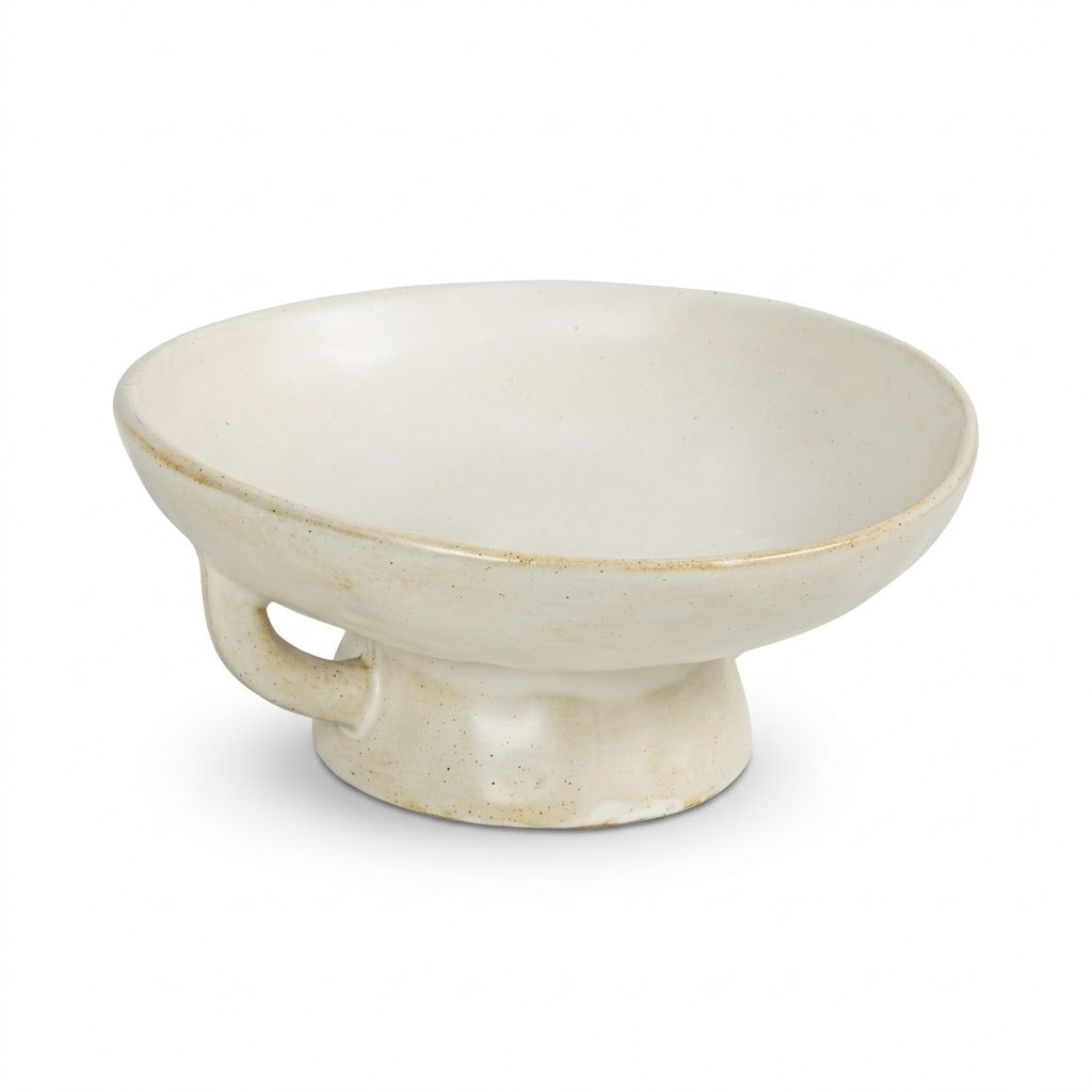 Rustic Speckled Ceramic Footed Chalice Serving Bowl